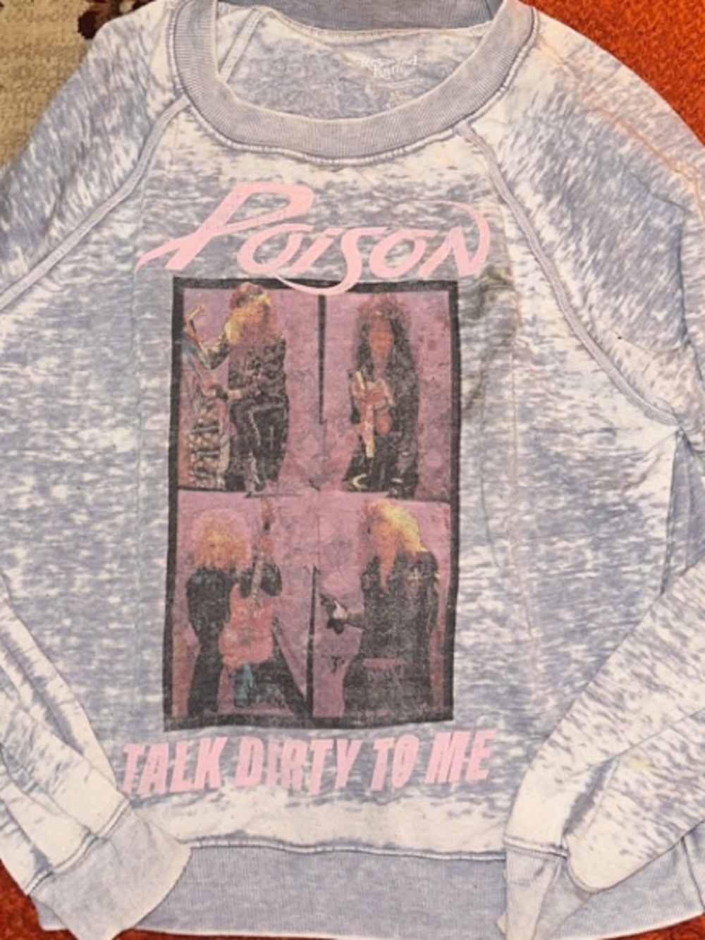 Blue Bleach-Effect 'Talk Dirty To Me' Graphic Sweatshirt